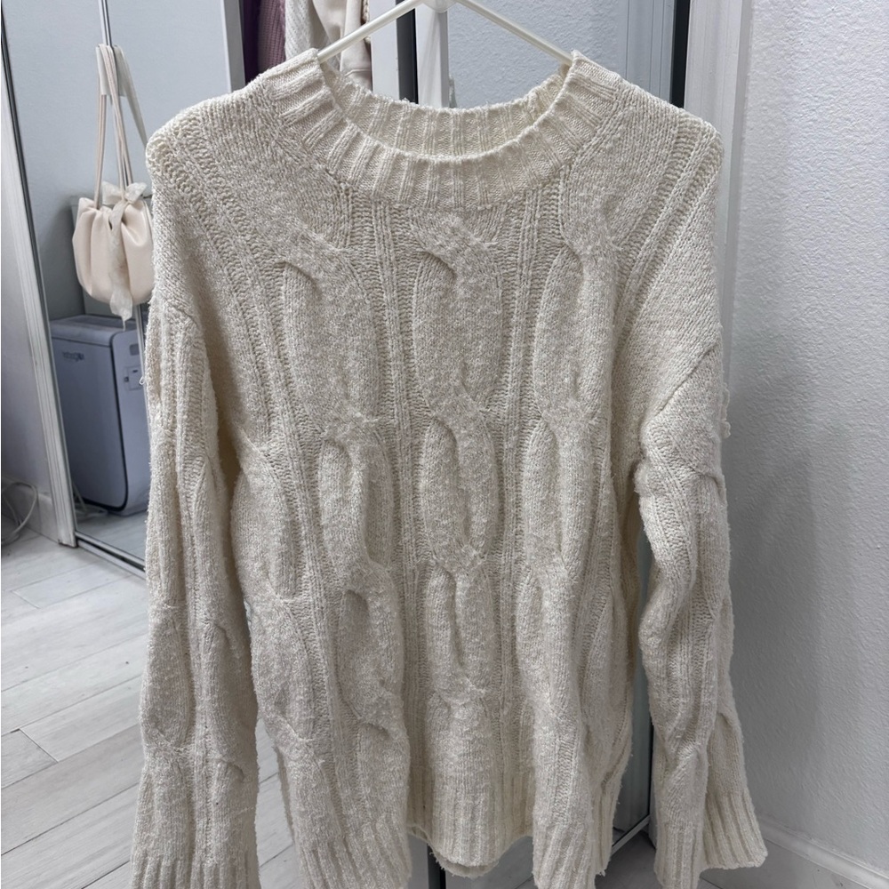 American Eagle Outfitters Cream Crew Neck Sweater
